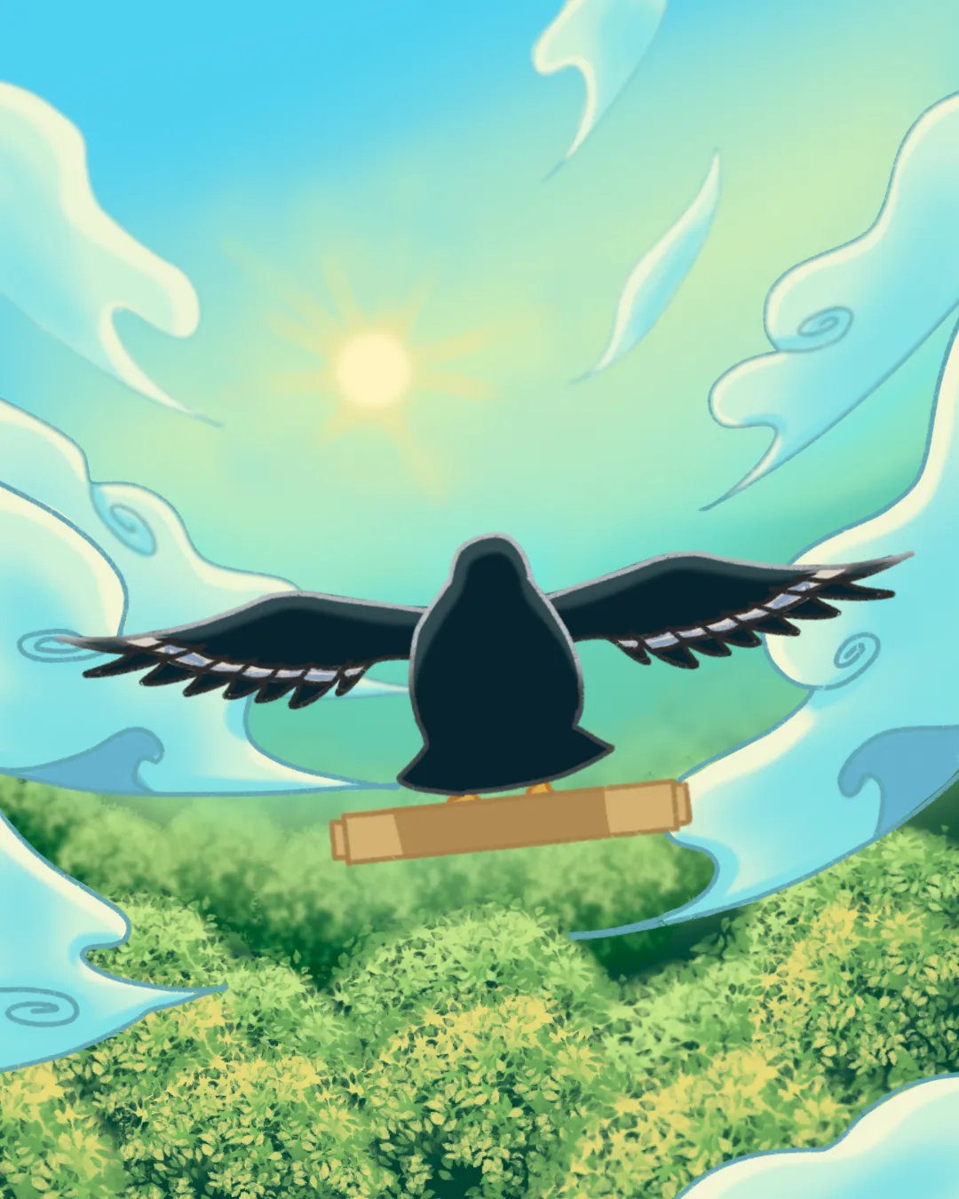 Burung di atas hutan
